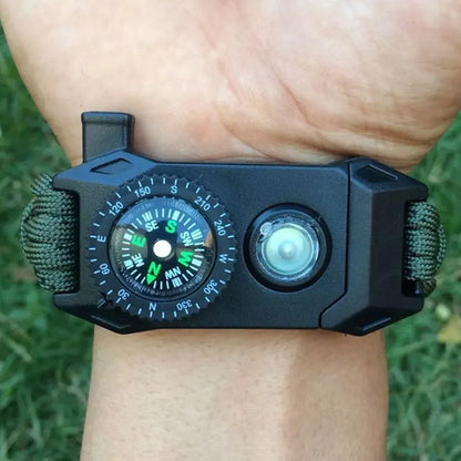 Pulseira Militar de Sobrevivência Multi Função LED SOS Apito Corda de Resgate